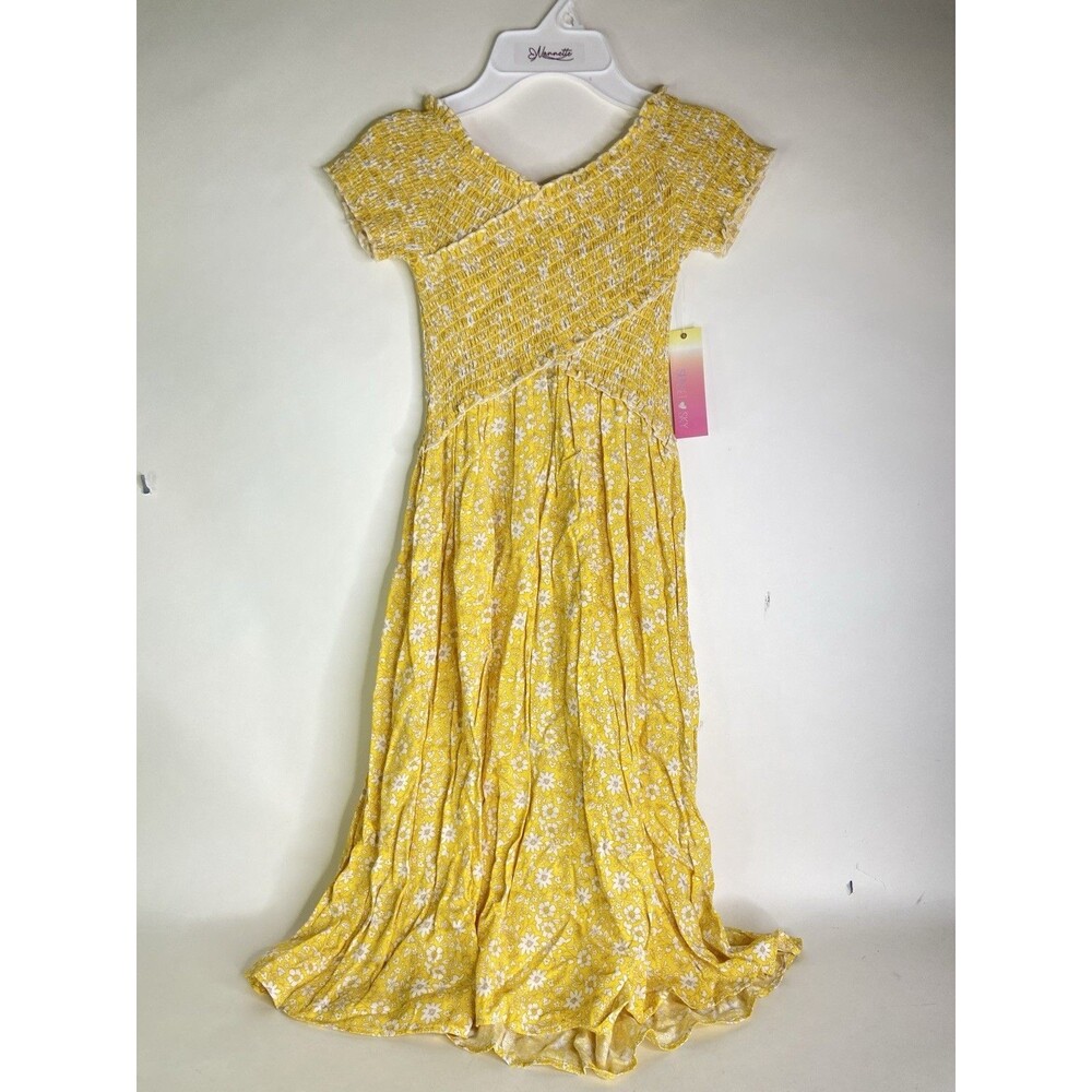 Sunset Sky Floral Smocked Floral Print Fit and Flare Midi Dress Girls Size 10